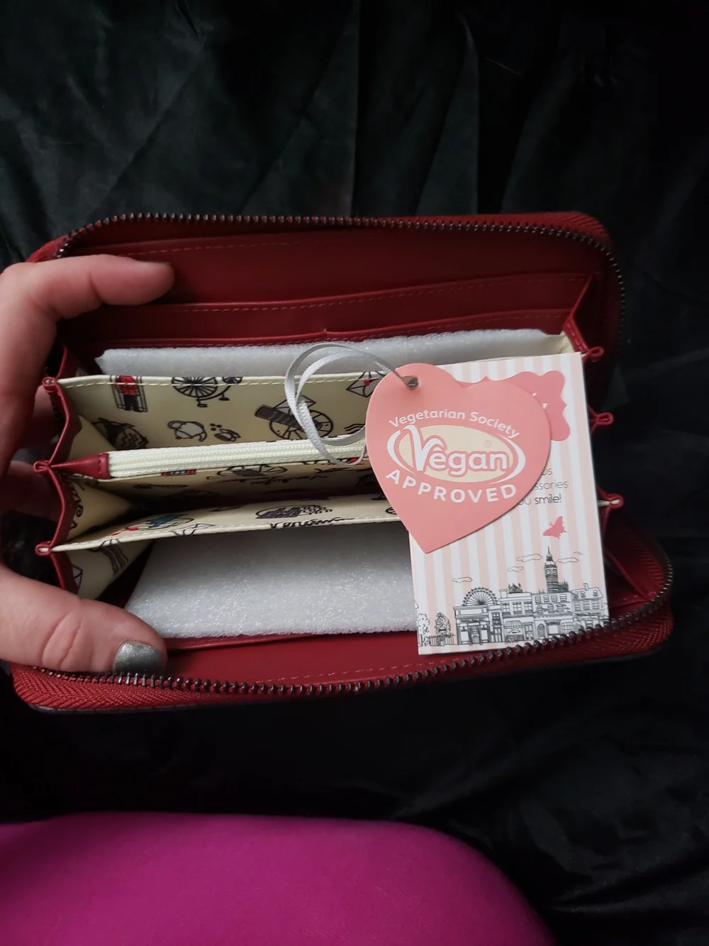 Vendula Tattoos Red Zip-Around Card & Key Holder Wallet